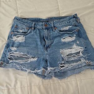 American Eagle Outfitters Ripped Light Blue Denim Shorts